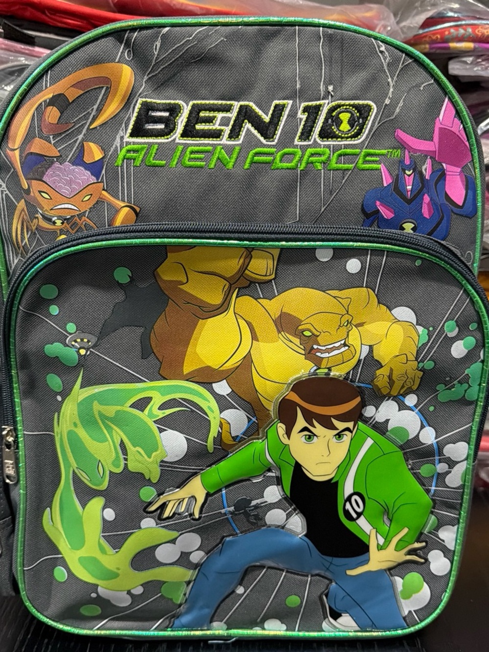 Ben 10 Alien Force Kids Backpack - Green and Gray